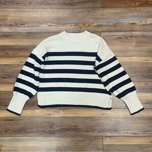 RD Style Marni Nautical Striped Sweater Cream Dark Navy Size Small Anthropologie